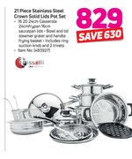 Tissolli 21 Piece Stainless Steel Crown Solid Lids Pot Set