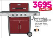 Alva Santa Monica Red 4 Burner Hooded BBQ