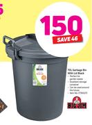 Big Jim 70L Garbage Bin With Lid Black