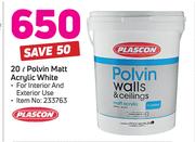 Plascon 20L Polvin Matt Acrylic White
