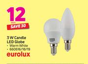 Eurolux 3W Candle LED Globe-Each