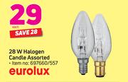 Eurolux 28W Halogen Candle Assorted-Each
