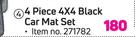 Moto 4 Piece 4 x 4 Black Car Mat Set