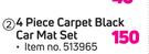 Moto 4 Piece Carpet Black Car Mat Set