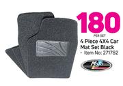 Moto 4 Piece 4x4 Car Mat Set Black-Per Set