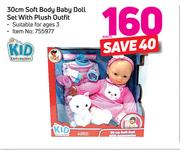Kid Connection 30Cm Soft Body Baby Doll Set With Plush Outfit