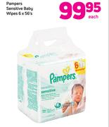 Pampers Sensitive Baby Wipes 6 x 56’s-Each