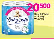 Baby Soft Toilet Rolls 2 Ply White 18's