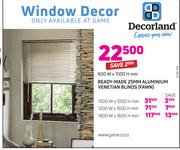 Decorland 1000W X 1000H mm Ready Made 25mm Aluminium Venetian Blinds Fawn