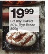 Freshly Baked 50% Rye Bread-800g