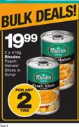 Rhodes Peach Halves/Slices In Syrup-2 x 410g