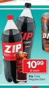 Zip Cola Regular/Zero-2Ltr Each