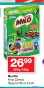 Nestle Milo Cereal Regular/Duo-300g/320g Each