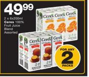 Ceres 100% Fruit Juice Blend Assorted-2 x 6 x 200ml