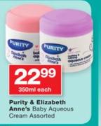 Purity & Elizabeth Anne's Baby Aqueous Cream Assorted-350ml Each