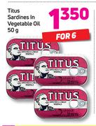 Titus Sardines In Vegetable Oil-6 x 50g