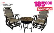 Kasie 2 recliners 1 Table