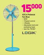 Logik 40cm Pedestal Fan Blue