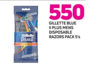 Gillette Blue II Plus Mens Disposable Razor Pack 5's