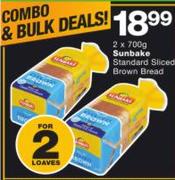 Sunbake Standard Sliced Brown Bread-2 x700g