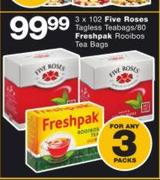 Five Roses Tagless Teabags 3 x 102/Freshpak Rooibos Tea Bags 80-For Any 3 Packs