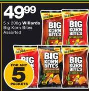 Willards Big Korn Bites Assorted-5 x 200g