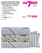 Mainstays Queen 3 Piece Microfibre Sheet Set Print Assorted Including Two Matching Pillowcases-each