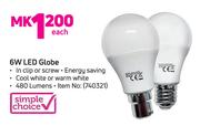 Simple Choice 6W LED Globe-Each