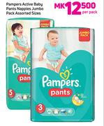 Pampers Active Baby Pants Nappies Jumbo Pack Assorted Sizes-Per Pack