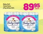Baby Soft Toilet Rolls 2 Ply White 18's-Each