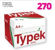Typek A4 White Paper Box 5 x 500Sheet.