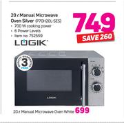 Logik 20Ltr Manual Microwave Oven (White) 