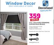  Decorland 1.5m-2.8m Steel Expanding Curtain Poles Black Including Finials And Brackets(22-25mm Dia)