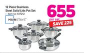 MainStay 12 Piece Stainless Steel Solid Lids Pot Set-Per Set