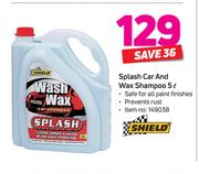 Shield Splash Car And Wax Shampoo-5Ltr