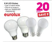 Eurolux 6W LED Globes-Each
