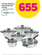 Mainstays 12 Piece Stainless Steel Solid Lids Pot Set