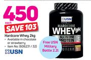 USN Hardcore Whey 2Kg Free USN Military Bottle 2.2L