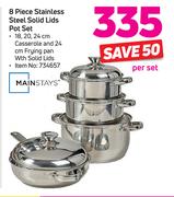 Mainstays 8-Piece Stainless Steel Solid Lids Pot Set-Per Set