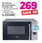 Logik 20Ltr Manual Microwave (Silver) P70H20L-SES