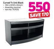 Curved TV Unit Black (H64 x W120 x D44cm)