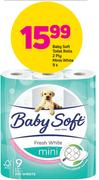 Baby Soft Toilet Rolls 2 Ply Minis White 9s