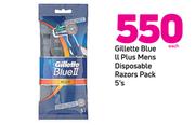 Gillette Blue LL Plus Mens Disposable Razors Pack 5’s-Each
