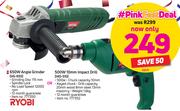 Ryobi 650W Angle Grinder HG-655 Or 500W 10mm Impact Drill HID-510-Each