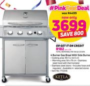 Ketla 4 Burner Gas  Braai With Side Burner Inclusing Hose And Regulator