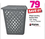Alplas Mega Laundry Basket With Lid-Grey