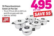 Hort 10 Piece Aluminium Solid Lid Pot Set