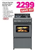 Defy 4 Burner Gas Hob And Stove Black (DGS 168 SGG)