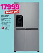 LG 600L Side By Side Freeze Fridge With Water & Ice Dispenser Silver (GC-L247SLUV A)
