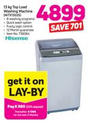 Hisense 13Kg Top Load Washing Machine (WTX1302S)